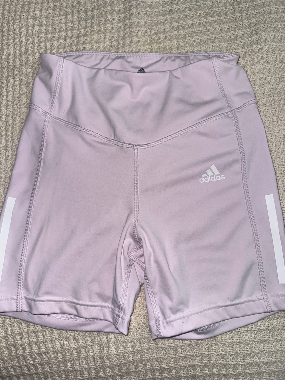 adidas Pale Lavender High-Waist Bike Shorts with Reflective Accents